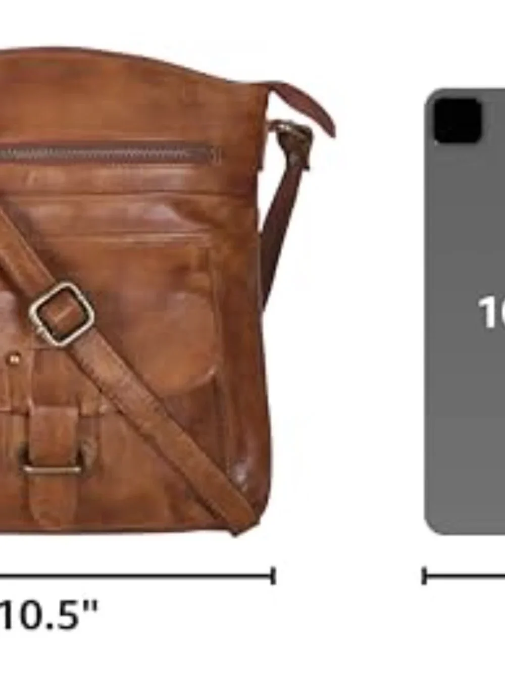 Real Leather Crossbody Bag With Adjustable Sling Strap Medium Crossover